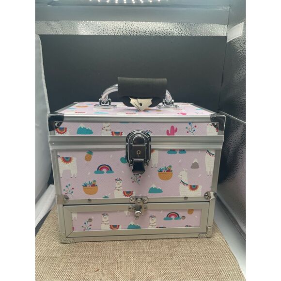 NEW RAINBOW ALPACA PATTERN JEWELRY MAKEUP CASE 82Z GIRLS - Picture 3 of 13
